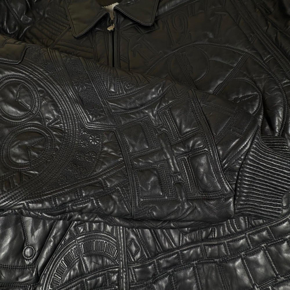 Vintage Pelle Pelle Marc Buchanan Embossed Leather Bomber Jacket 56‎ Y2K - Picture 13 of 16